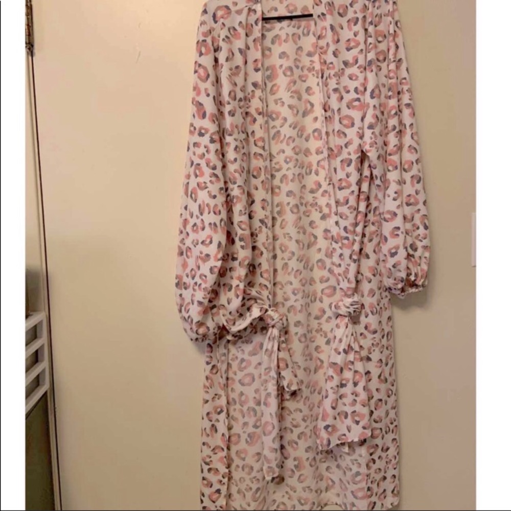 Pink Leopard Kimono Duster